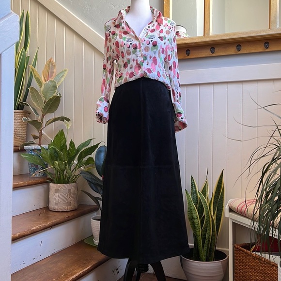 NWT Neiman Marcus Suede High Waisted A Line Maxi Skirt - Picture 2 of 16